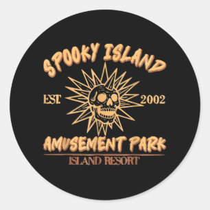 Spooky Island Est 2002 Amusement Park Skull Hallow Classic Round Sticker