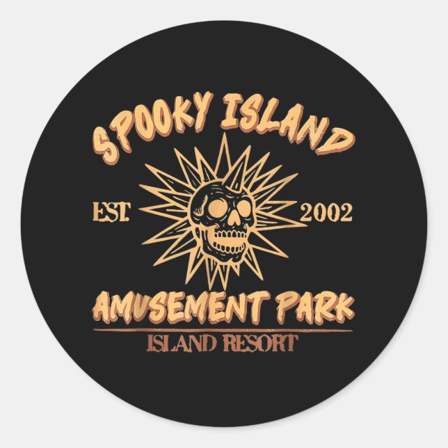 Spooky Island Est 2002 Amusement Park Skull Hallow Classic Round Sticker (Front)