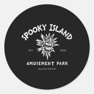 Spooky Island Est 2002 Amusement Park Skull Hallow Classic Round Sticker