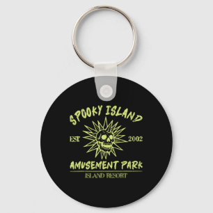 Spooky Island Est 2002 Amusement Park Skull Hallow Key Ring