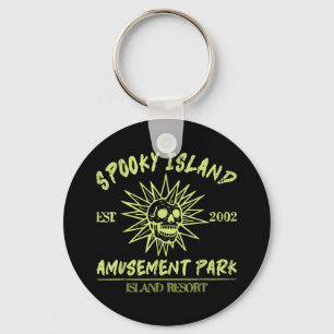Spooky Island Est 2002 Amusement Park Skull Hallow Key Ring