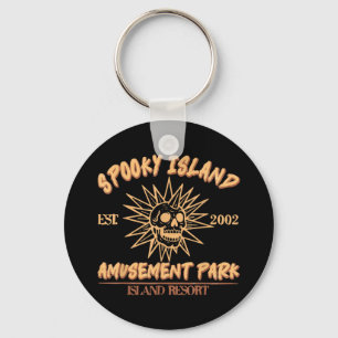 Spooky Island Est 2002 Amusement Park Skull Hallow Key Ring