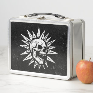 Spooky Island Est 2002 Amusement Park Skull Metal Lunch Box
