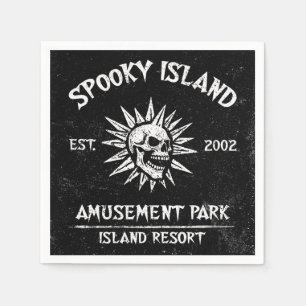 Spooky Island Est 2002 Amusement Park Skull Napkin
