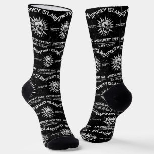 Spooky Island Est 2002 Amusement Park Skull Socks