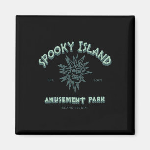 Spooky Island Retro Halloween Skull 90s Halloween Magnet