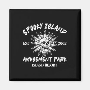 Spooky Island Retro Halloween Skull 90s Halloween Magnet
