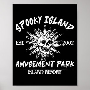 Spooky Island Retro Halloween Skull 90s Halloween Poster