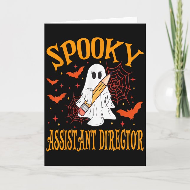 Spooky Istant Director Ghost Funny Halloween Schoo Card (Front)