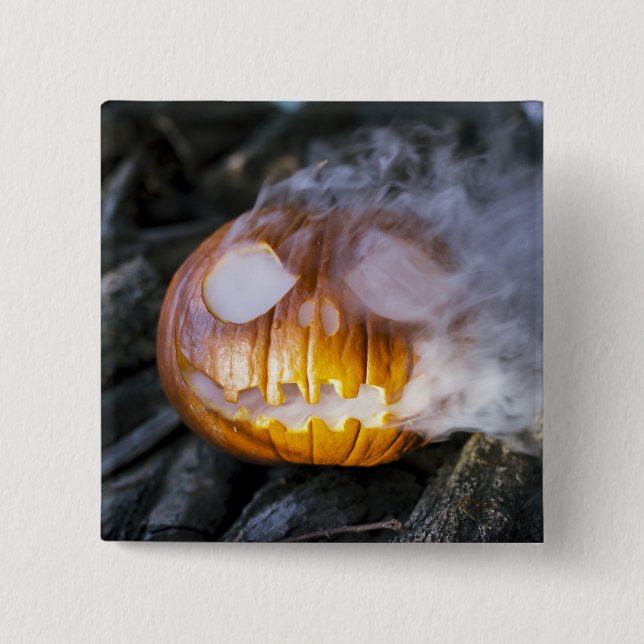 Spooky Jack-o-lantern 15 Cm Square Badge (Front)