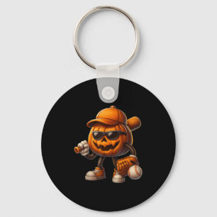 Spooky Jack O Lantern Baseball Halloween Costumes Key Ring