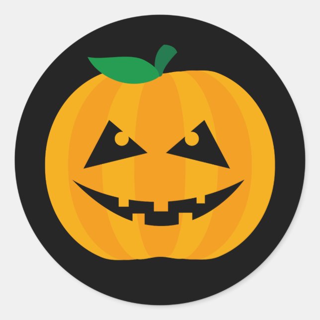 Spooky Jack-O'-Lantern Halloween Design Classic Round Sticker (Front)