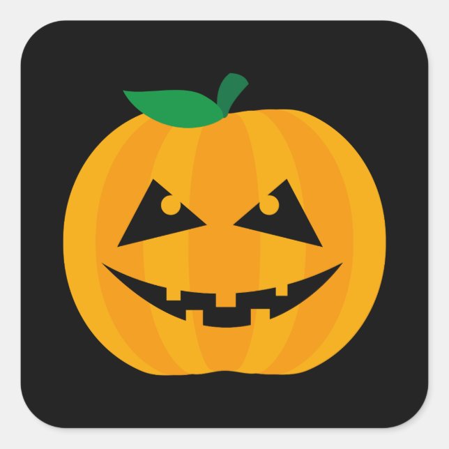 Spooky Jack-O'-Lantern Halloween Design Square Sticker (Front)