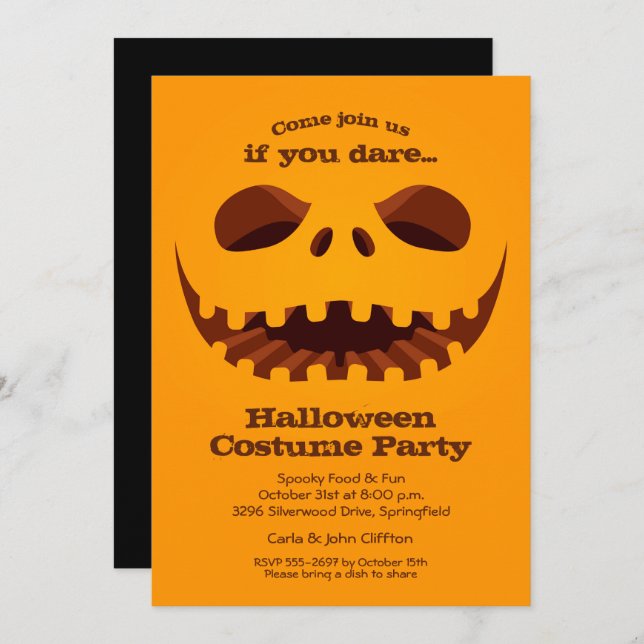 Spooky Jack o' Lantern Halloween Invitation (Front/Back)