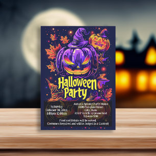 Spooky Jack-O-Lantern Halloween Party Invitation