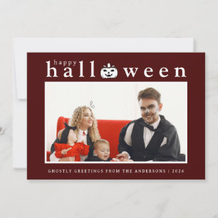 Spooky Jack-o'-lantern Happy Halloween 1 Photo Holiday Card