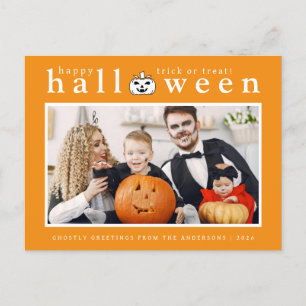 Spooky Jack-o'-lantern Happy Halloween 1 Photo Holiday Postcard