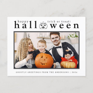 Spooky Jack-o'-lantern Happy Halloween 1 Photo Holiday Postcard