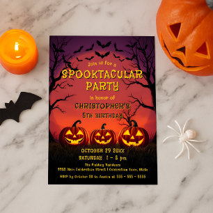 Spooky Jack O Lantern Kids Halloween Birthday Invitation