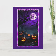 Spooky Jack-O-Lantern Meeting Halloween Card