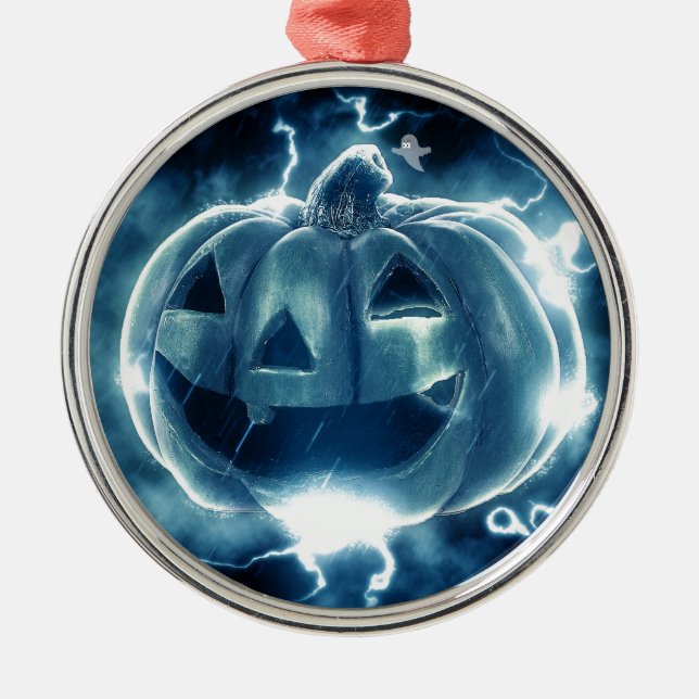 Spooky Jack-o-Lantern Metal Tree Decoration (Front)