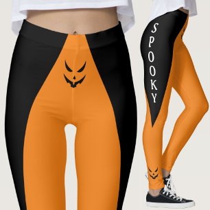 Spooky Jack O Lantern Pumpkin Orange Halloween Leggings