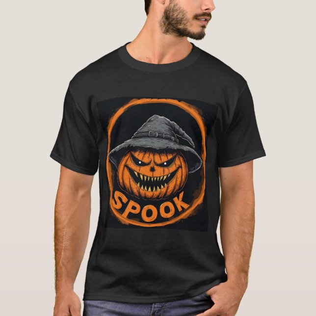 Spooky Jack-O'-Lantern Pumpkin T-Shirt (Front)