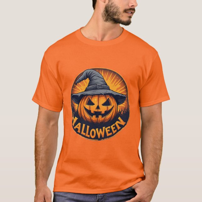 Spooky Jack-O'-Lantern Pumpkin T-Shirt (Front)