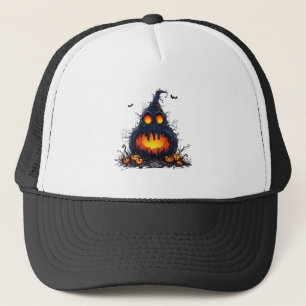 Spooky Jack O’Lantern Pumpkin with Glowing Eyes Trucker Hat