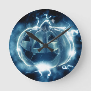 Spooky Jack-o-Lantern Round Clock