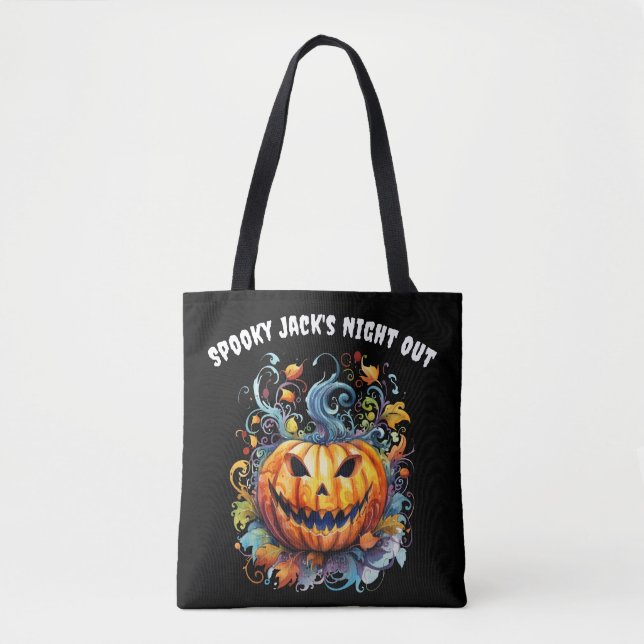 Spooky Jack-O-Lantern Tote Bag (Front)