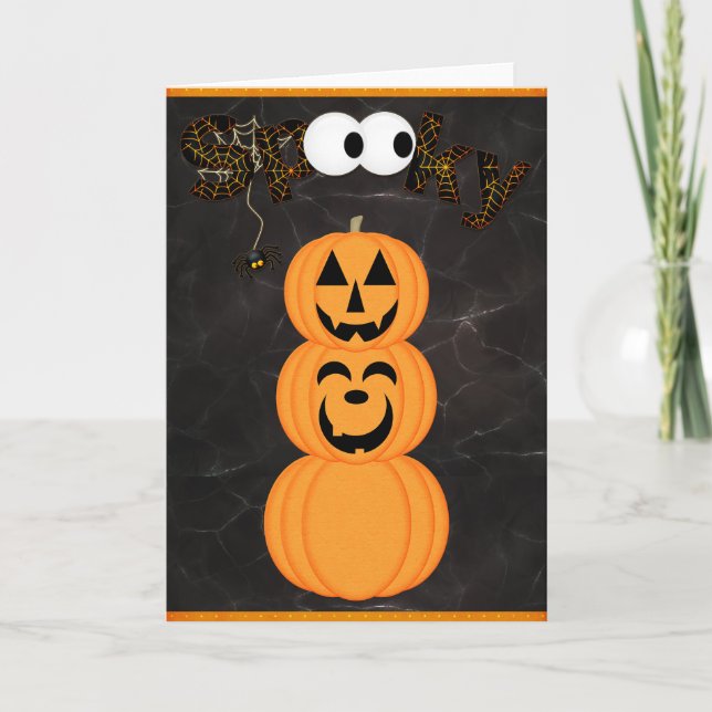Spooky Jack-o-Lantern Tower Halloween Card (Front)