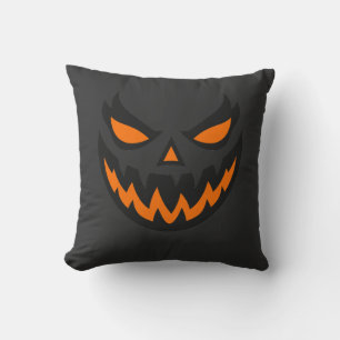 Spooky Jack O'Lantern Face Halloween Design Cushion