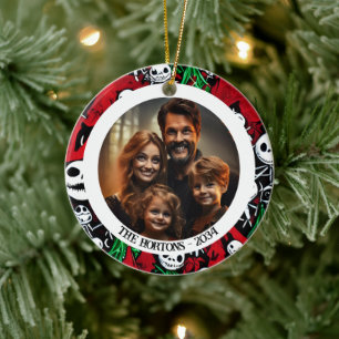 Spooky Jack O'Lantern Family Photo Ceramic Tree Decoration