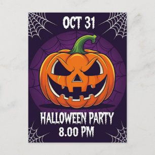 Spooky Jack O'Lantern Halloween Party Holiday Postcard