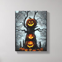 spooky jacko lantern pumpkin tree fantasy Dark art
