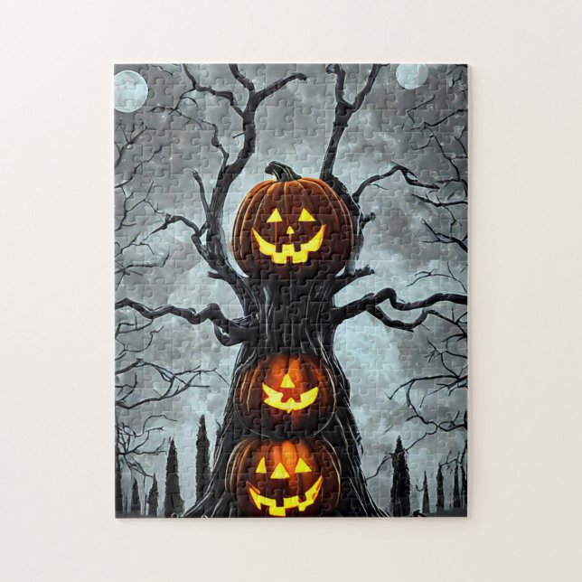 spooky jacko lantern pumpkin tree fantasy Dark art Jigsaw Puzzle (Vertical)