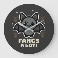 Spooky Kawaii Bat Halloween Large Clock