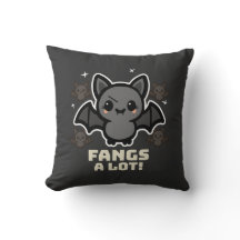 Spooky Kawaii Bat Halloween Throw Pillow