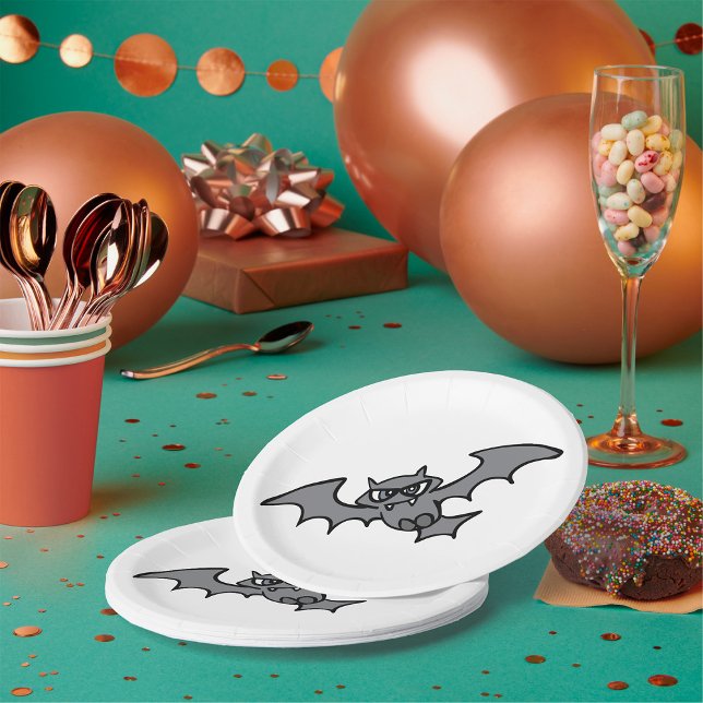 Spooky Kawaii Evil Vampire Bat Paper Plate (Creator Uploaded)