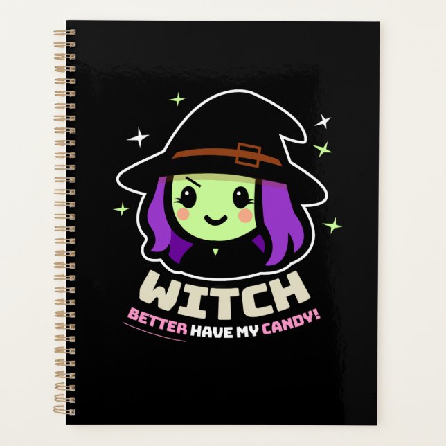 Spooky Kawaii Witch Halloween Planner (Front)