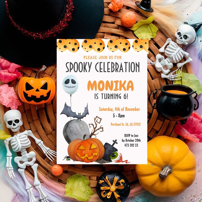 Spooky Kids Halloween Birthday Party Invitation (Creator Uploaded)