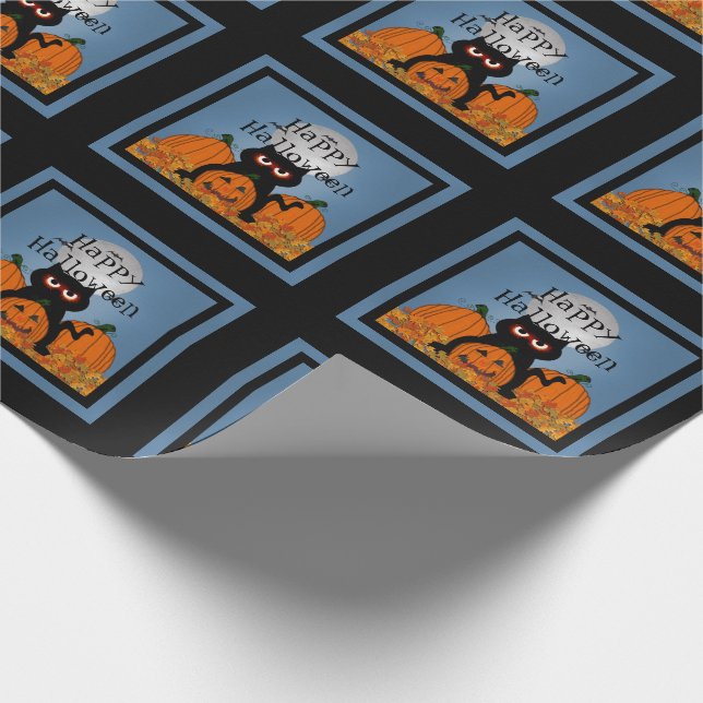 Spooky Kitty Happy Halloween Wrapping Paper (Corner)