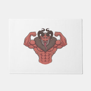 Spooky Krampus Christmas Flexing Muscle Fitness Doormat