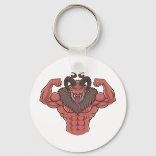 Spooky Krampus Christmas Flexing Muscle Fitness Key Ring