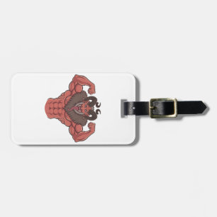 Spooky Krampus Christmas Flexing Muscle Fitness Luggage Tag