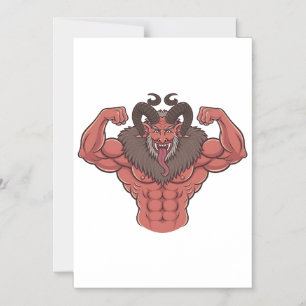 Spooky Krampus Christmas Flexing Muscle Fitness Magnetic Invitation