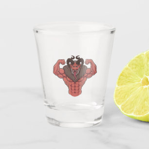 Spooky Krampus Christmas Flexing Muscle Fitness Shot Glass