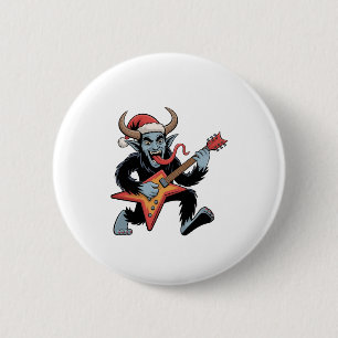 Spooky Krampus Guitar Electric Rock Christmas 6 Cm Round Badge