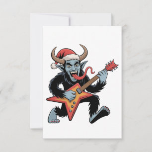 Spooky Krampus Guitar Electric Rock Christmas Thank You Card